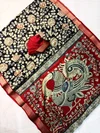 Tew Soft Bleck Dola Silk With Kalamkari Design Sarees Wholesale Suppliers In Mumbai